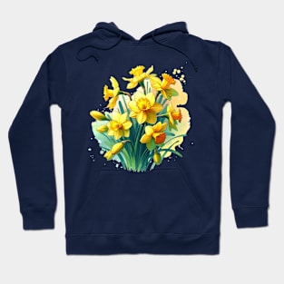 Daffodil Delight Spring Bloom Illustration Hoodie